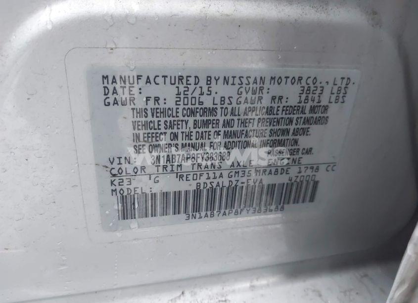 Photo 9 of 2015 Nissan Sentra SV (VIN 3N1AB7AP8FY383688)