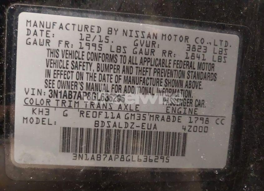 Photo 9 of 2016 Nissan Sentra FE+ S/S/SL/SR/SV (VIN 3N1AB7AP8GL636295)