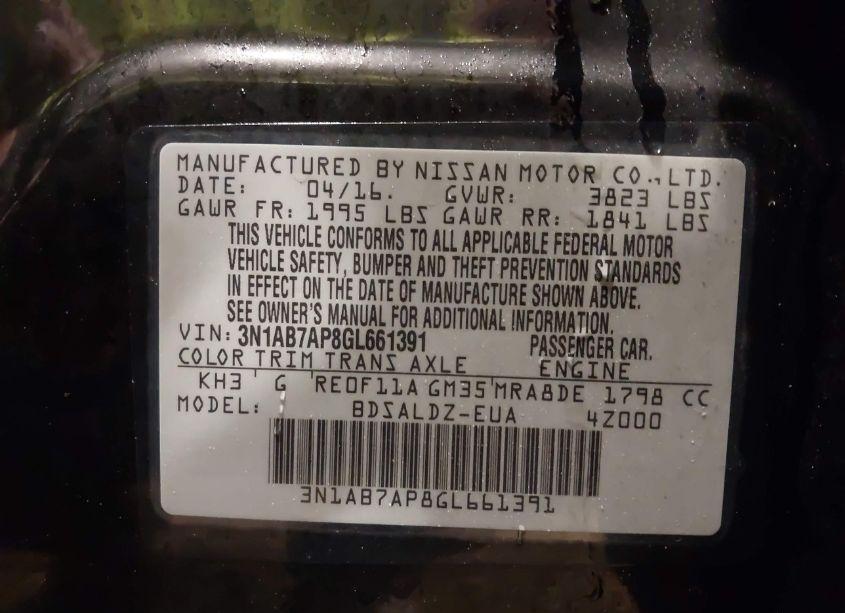 Photo 9 of 2016 Nissan Sentra SV (VIN 3N1AB7AP8GL661391)