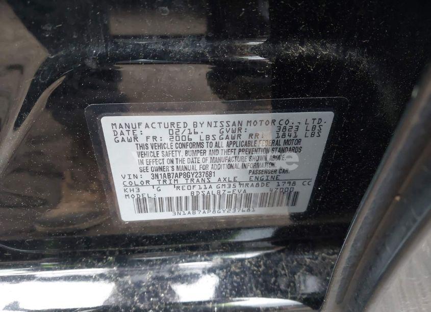 Photo 9 of 2016 Nissan Sentra S (VIN 3N1AB7AP8GY237681)