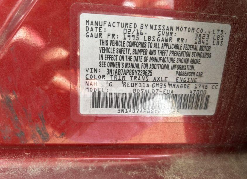 Photo 11 of 2016 Nissan Sentra SV (VIN 3N1AB7AP8GY239625)