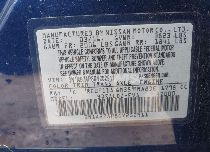 Photo 9 of 2016 Nissan Sentra SV (VIN 3N1AB7AP8GY252911)