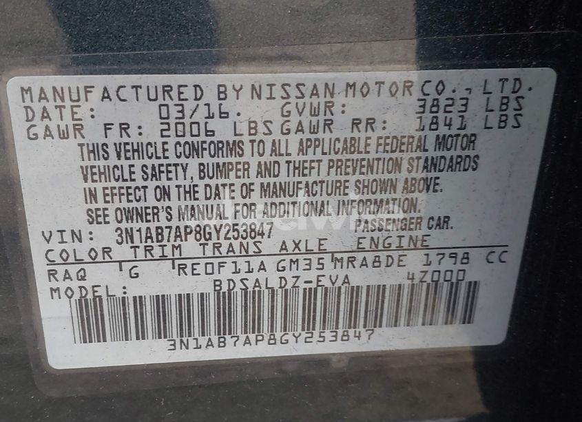 Photo 9 of 2016 Nissan Sentra SV (VIN 3N1AB7AP8GY253847)