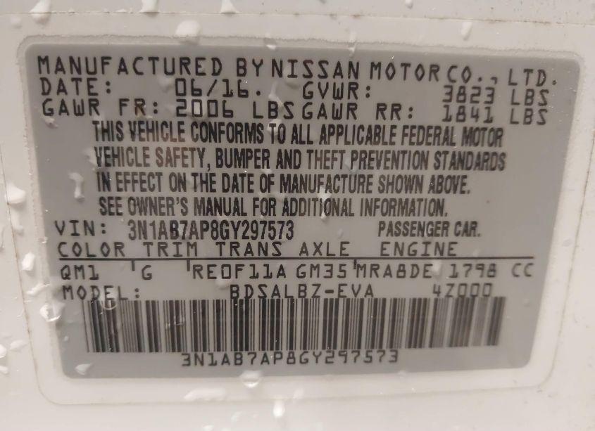 Photo 9 of 2016 Nissan Sentra S (VIN 3N1AB7AP8GY297573)