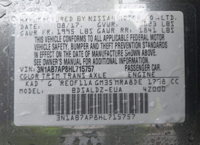 Photo 9 of 2017 Nissan Sentra SV (VIN 3N1AB7AP8HL715757)