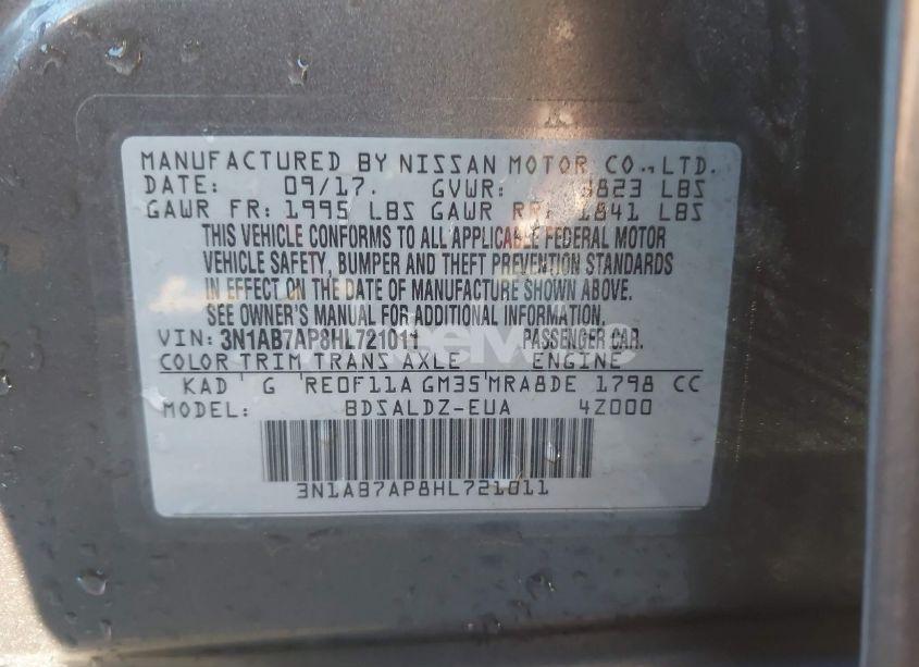 Photo 9 of 2017 Nissan Sentra SV (VIN 3N1AB7AP8HL721011)