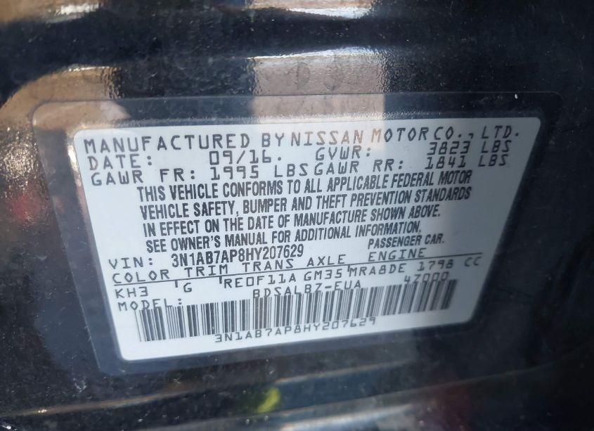 Photo 9 of 2017 Nissan Sentra S (VIN 3N1AB7AP8HY207629)