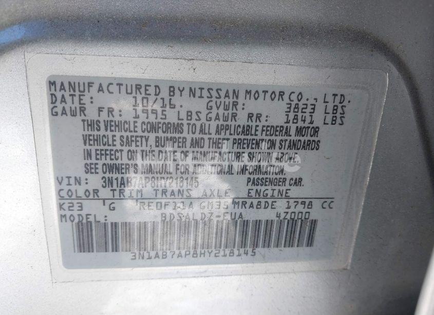 Photo 9 of 2017 Nissan Sentra SV (VIN 3N1AB7AP8HY218145)