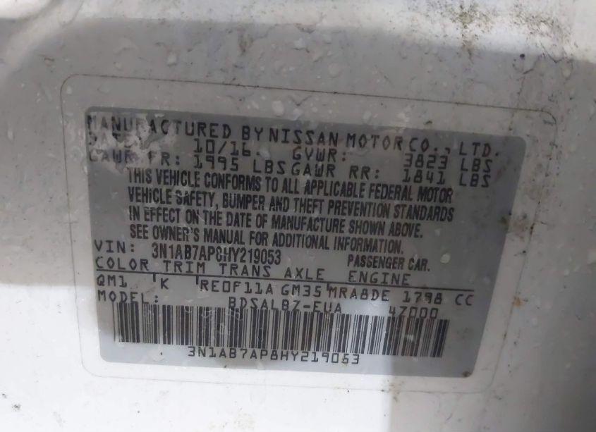 Photo 9 of 2017 Nissan Sentra S (VIN 3N1AB7AP8HY219053)