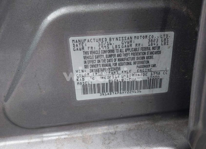 Photo 9 of 2017 Nissan Sentra SV (VIN 3N1AB7AP8HY224656)