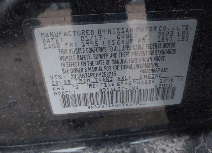 Photo 9 of 2017 Nissan Sentra S (VIN 3N1AB7AP8HY252215)