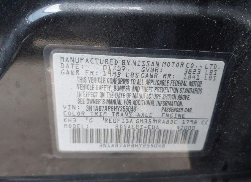 Photo 9 of 2017 Nissan Sentra S (VIN 3N1AB7AP8HY255048)