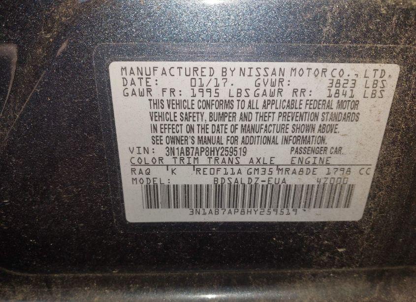 Photo 9 of 2017 Nissan Sentra SV (VIN 3N1AB7AP8HY259519)