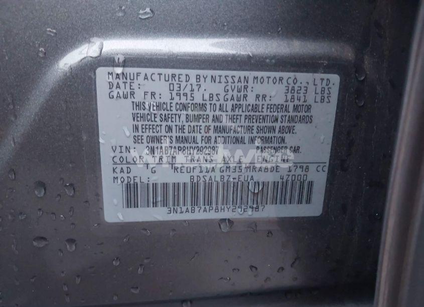 Photo 9 of 2017 Nissan Sentra S (VIN 3N1AB7AP8HY292987)