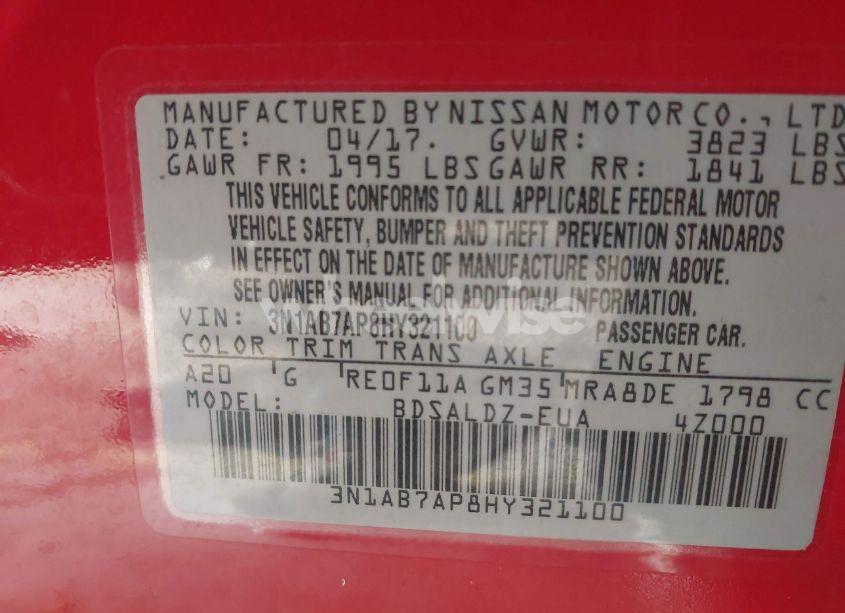 Photo 9 of 2017 Nissan Sentra SV (VIN 3N1AB7AP8HY321100)