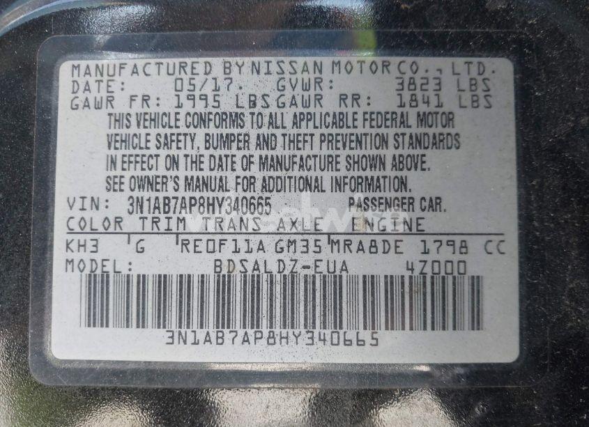 Photo 9 of 2017 Nissan Sentra SV (VIN 3N1AB7AP8HY340665)