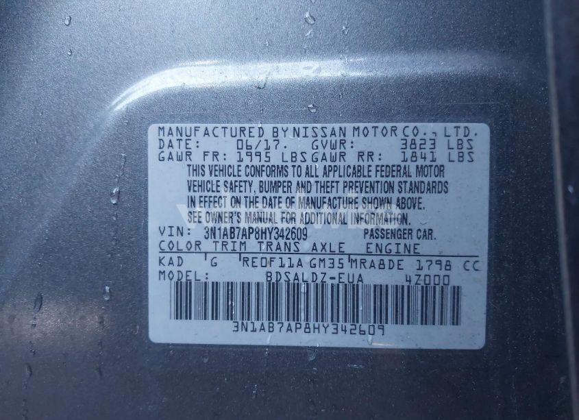 Photo 9 of 2017 Nissan Sentra SV (VIN 3N1AB7AP8HY342609)