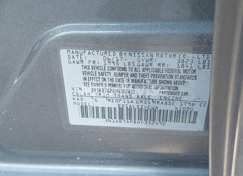 Photo 9 of 2017 Nissan Sentra SV (VIN 3N1AB7AP8HY352492)