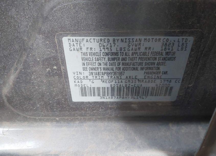 Photo 9 of 2017 Nissan Sentra S (VIN 3N1AB7AP8HY361967)