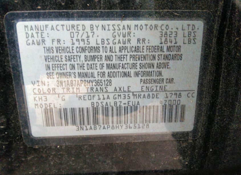 Photo 9 of 2017 Nissan Sentra S (VIN 3N1AB7AP8HY365128)