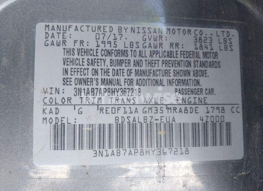 Photo 9 of 2017 Nissan Sentra S (VIN 3N1AB7AP8HY367218)