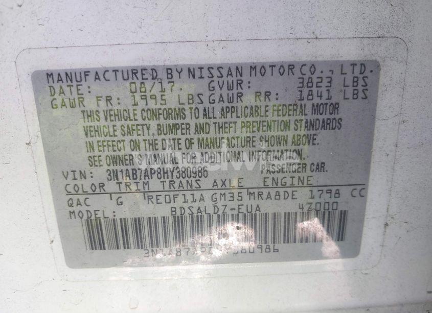 Photo 9 of 2017 Nissan Sentra SV (VIN 3N1AB7AP8HY380986)