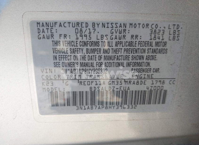 Photo 9 of 2017 Nissan Sentra SV (VIN 3N1AB7AP8HY396332)