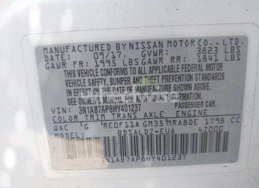 Photo 9 of 2017 Nissan Sentra SV (VIN 3N1AB7AP8HY401237)