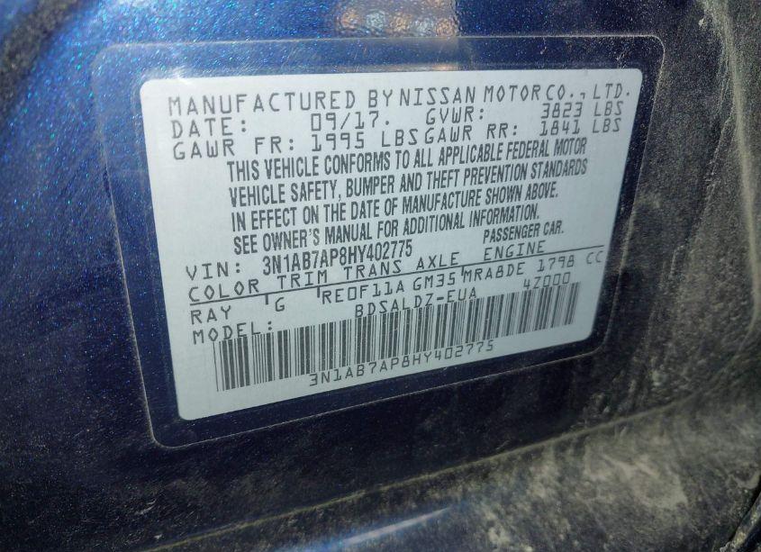 Photo 9 of 2017 Nissan Sentra SV (VIN 3N1AB7AP8HY402775)