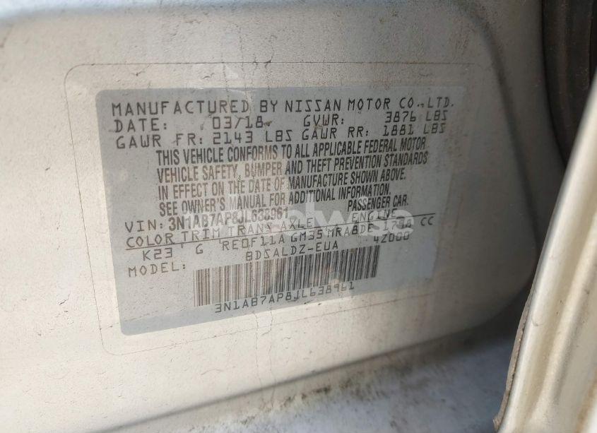 Photo 9 of 2018 Nissan Sentra SV (VIN 3N1AB7AP8JL638961)