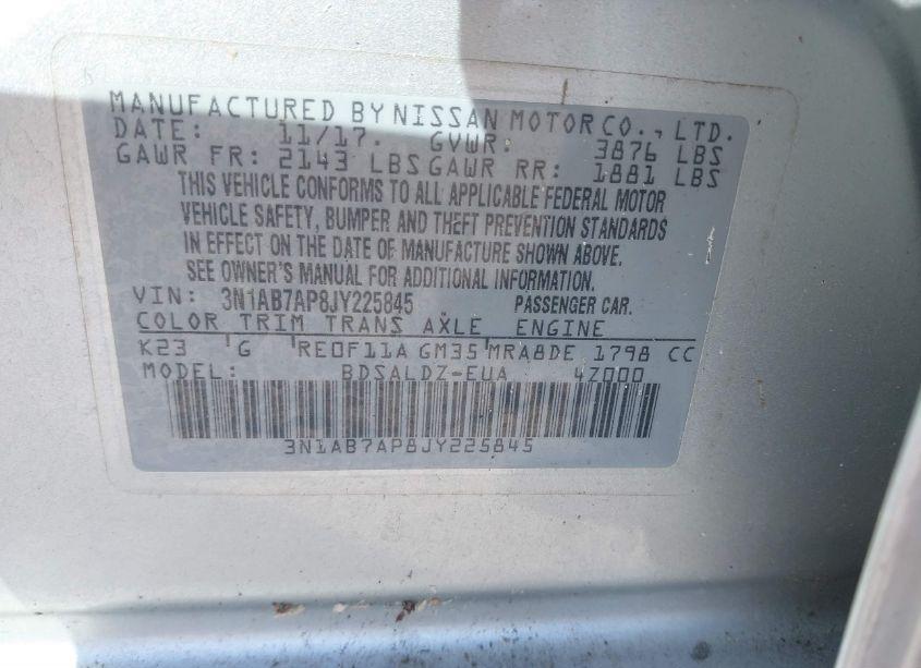 Photo 9 of 2018 Nissan Sentra SV (VIN 3N1AB7AP8JY225845)