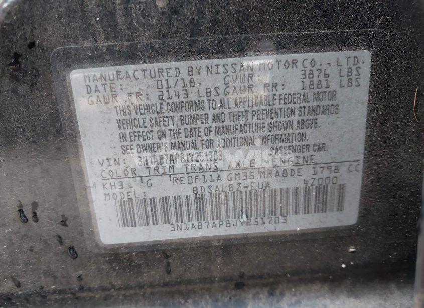 Photo 9 of 2018 Nissan Sentra S (VIN 3N1AB7AP8JY251703)