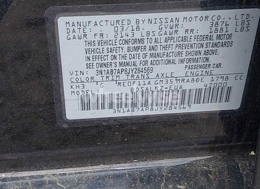 Photo 9 of 2018 Nissan Sentra SR (VIN 3N1AB7AP8JY284569)