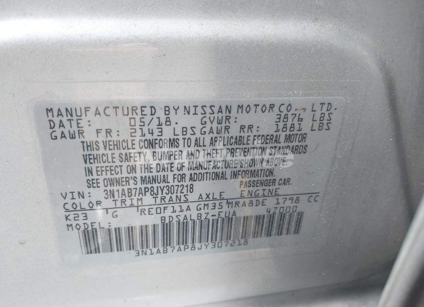 Photo 9 of 2018 Nissan Sentra S (VIN 3N1AB7AP8JY307218)