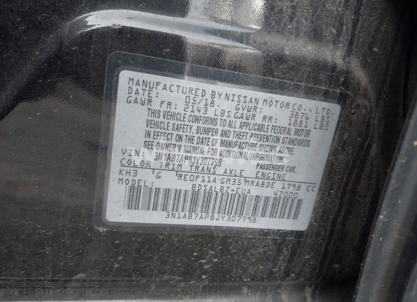 Photo 9 of 2018 Nissan Sentra S (VIN 3N1AB7AP8JY307798)