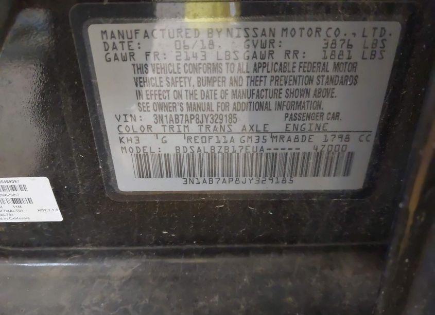 Photo 9 of 2018 Nissan Sentra S (VIN 3N1AB7AP8JY329185)