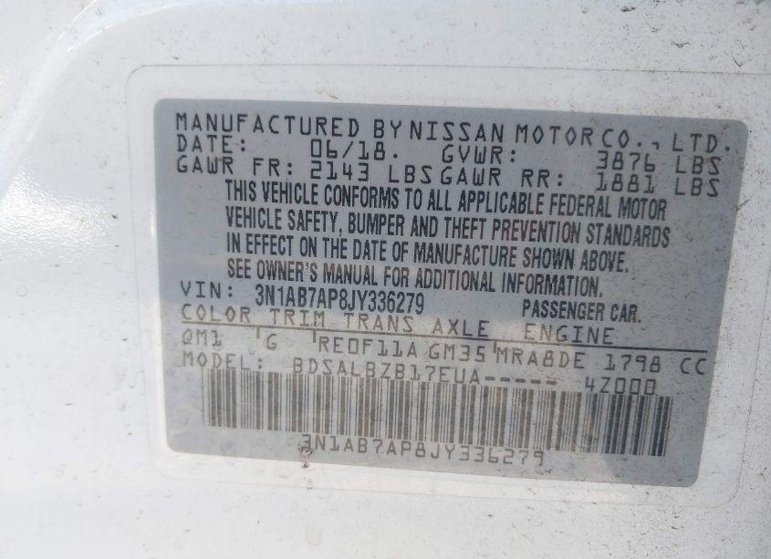 Photo 9 of 2018 Nissan Sentra S (VIN 3N1AB7AP8JY336279)