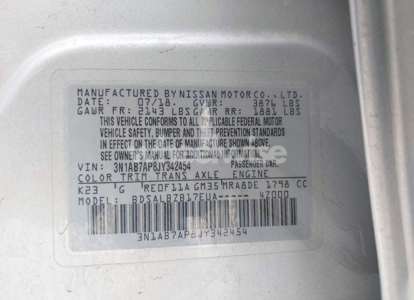 Photo 9 of 2018 Nissan Sentra S (VIN 3N1AB7AP8JY342454)