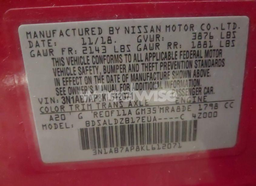 Photo 9 of 2019 Nissan Sentra SV (VIN 3N1AB7AP8KL612071)