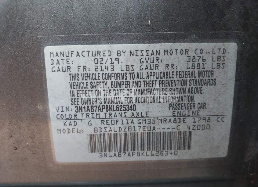 Photo 9 of 2019 Nissan Sentra SV (VIN 3N1AB7AP8KL625340)