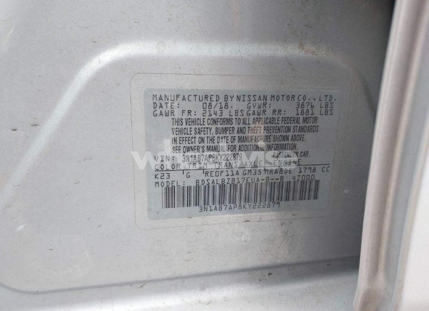 Photo 9 of 2019 Nissan Sentra S (VIN 3N1AB7AP8KY222879)