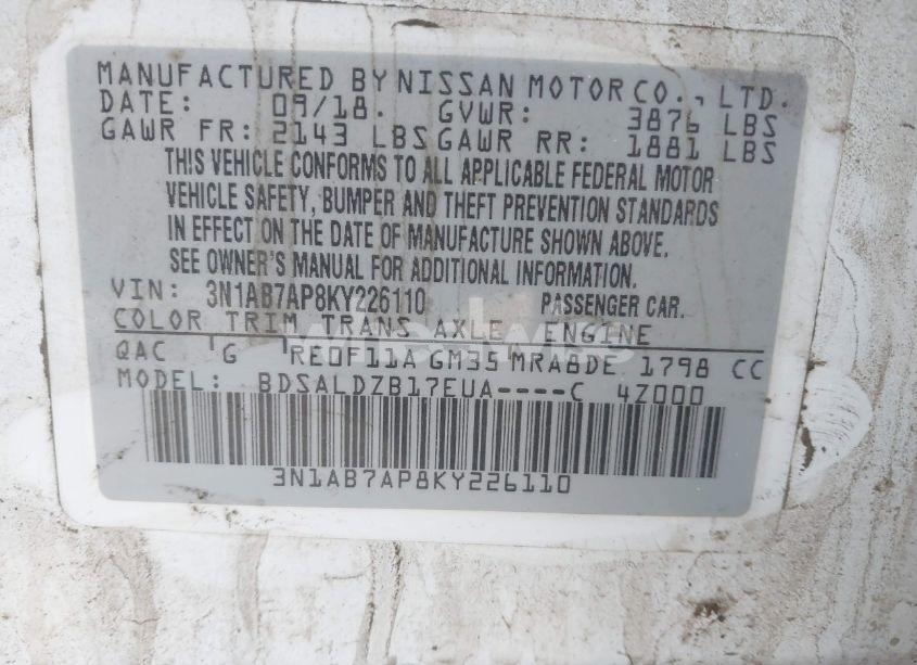 Photo 9 of 2019 Nissan Sentra SV (VIN 3N1AB7AP8KY226110)