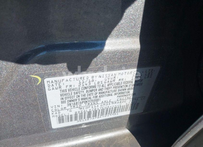 Photo 9 of 2019 Nissan Sentra SV (VIN 3N1AB7AP8KY259981)