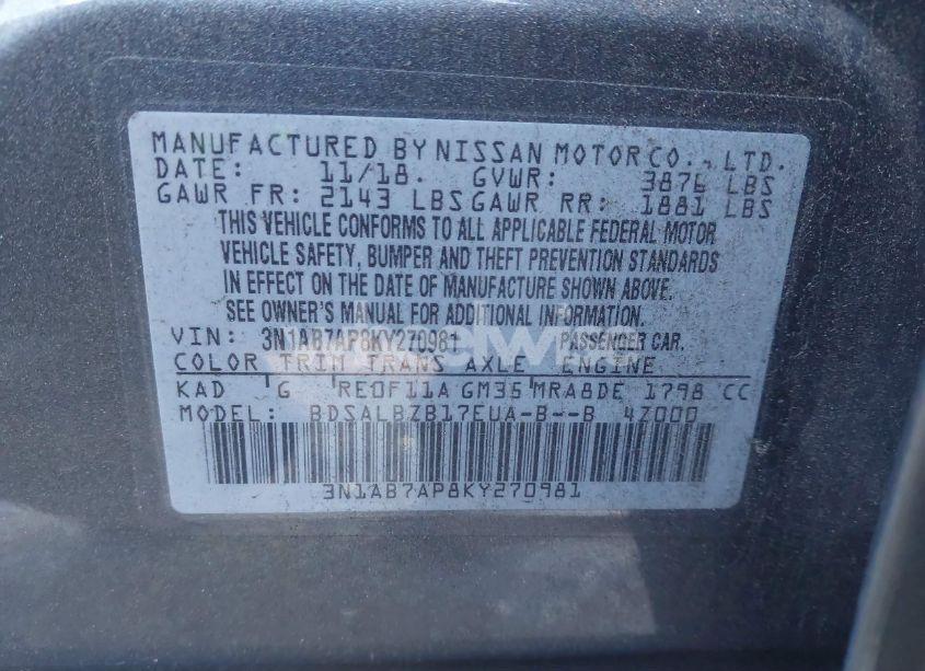 Photo 9 of 2019 Nissan Sentra S (VIN 3N1AB7AP8KY270981)