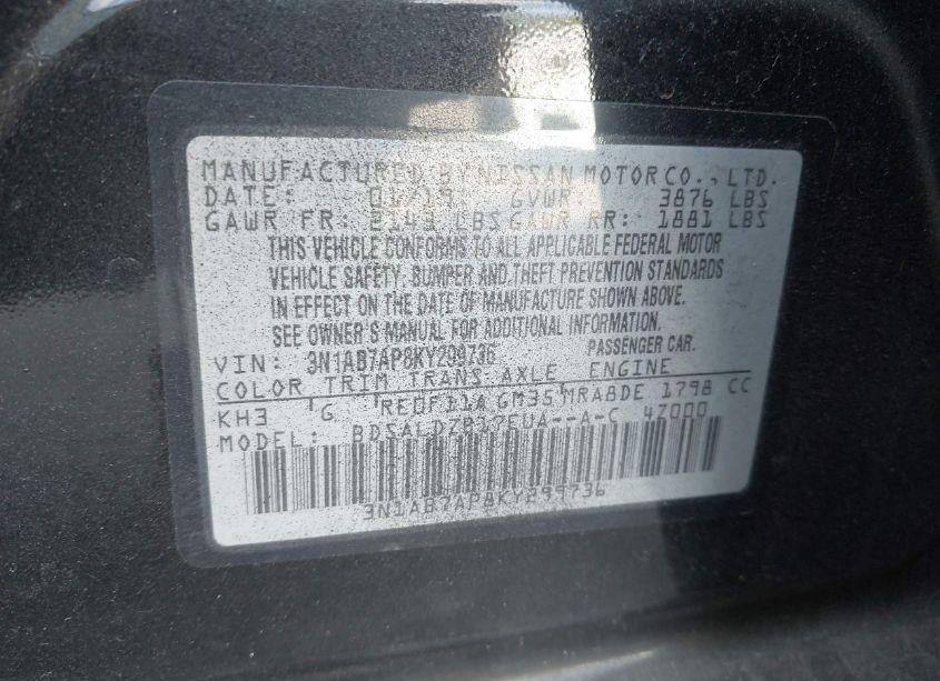 Photo 9 of 2019 Nissan Sentra SV (VIN 3N1AB7AP8KY299736)