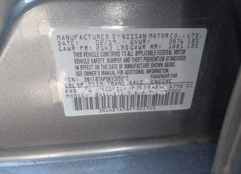 Photo 9 of 2019 Nissan Sentra SV (VIN 3N1AB7AP8KY305910)