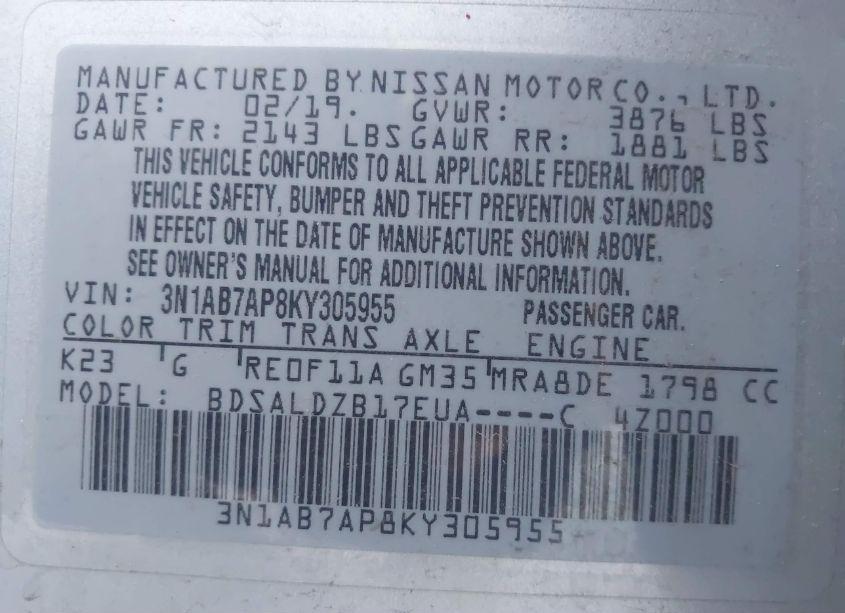 Photo 9 of 2019 Nissan Sentra SV (VIN 3N1AB7AP8KY305955)