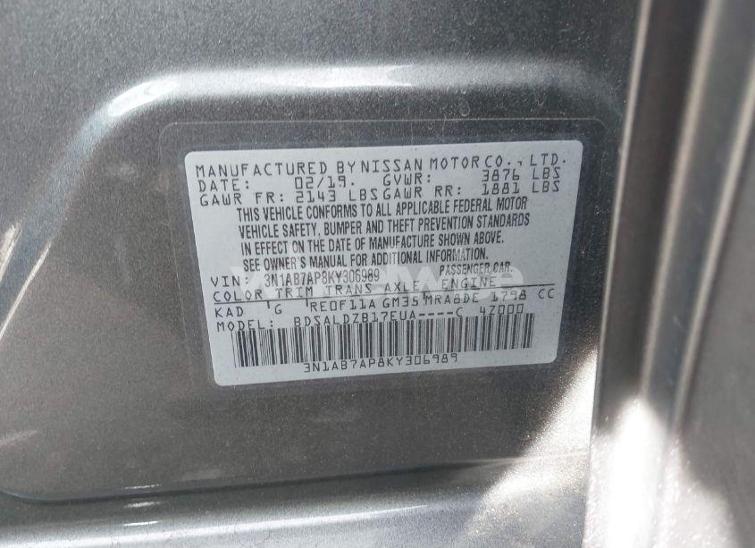 Photo 9 of 2019 Nissan Sentra SV (VIN 3N1AB7AP8KY306989)