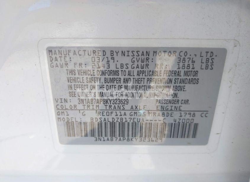 Photo 9 of 2019 Nissan Sentra SV (VIN 3N1AB7AP8KY323629)