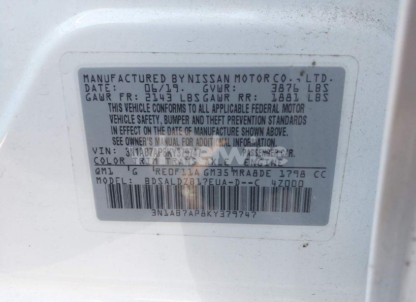 Photo 9 of 2019 Nissan Sentra SV (VIN 3N1AB7AP8KY379747)